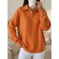 thumbnail image 3 of jinghuiyue Womens Polo Shirts Long Sleeve Waffle Knit Button Down Shirt Casual Loose Fit V Neck Tunic Tops S, 3 of 4