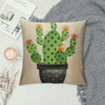thumbnail image 2 of COMIO  Square Throw Pillow Covers Green Plant Pot Cartoon Cactus Cacti Red Flowers Home Decorative Cushion Case Succulent Accent Pillow Protector, 2 of 5