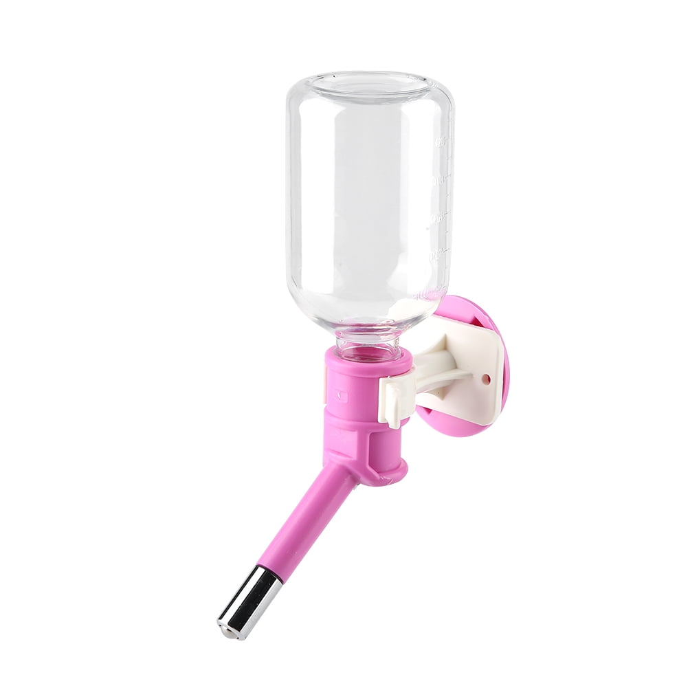 M Buder Premium Pet Hanging Water Bottle Head Fountain Portable Leakproof Cat Dog Dispenser for Cages 8.5 oz / 250ml Pink