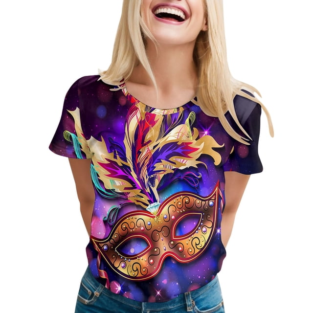 PMUYBHF T-Shirt Imprimé à Manches Courtes Col Rond pour Femmes Printemps Été 1632 m