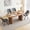 1 Brown Table/4 Faux Leather Grey Chairs, variant on 5-Piece Dining Table Set for 4-6 People 70.9" Modern Kitchen Table and 4 Cushion Chairs Kitchen & Dining Room Set with Upholstered Faux Leather Chairs for Living Room Apartments Breakfast Nook