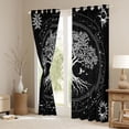 thumbnail image 3 of Homewish Hippie Tree of Life Kitchen Curtains, Cosmos Stars Moon Sun Black Out Curtains Pack of 2 (42x63 Each), White Black, 3 of 5
