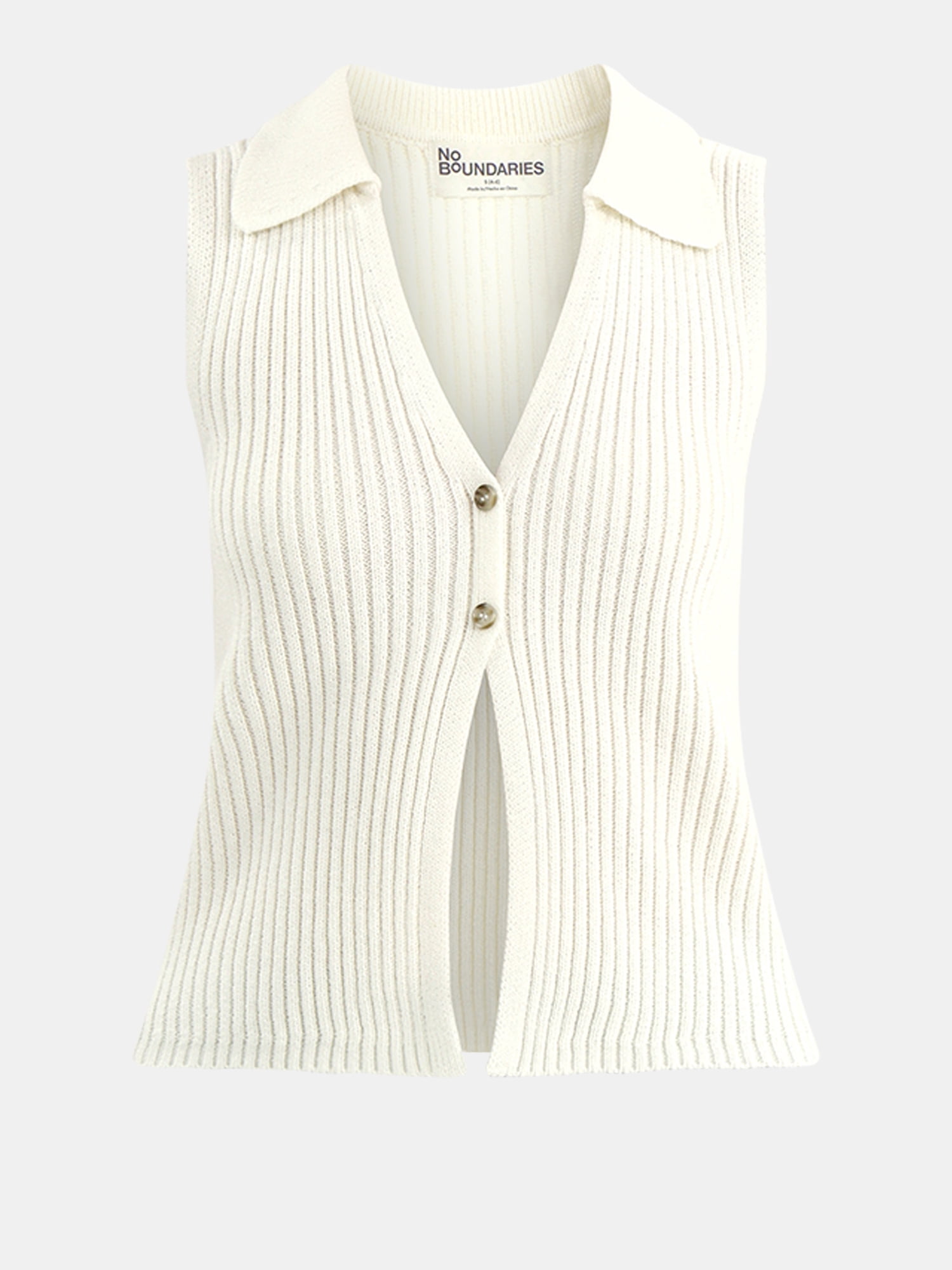 No Boundaries Button-Front Sweater Vest Top, Women's