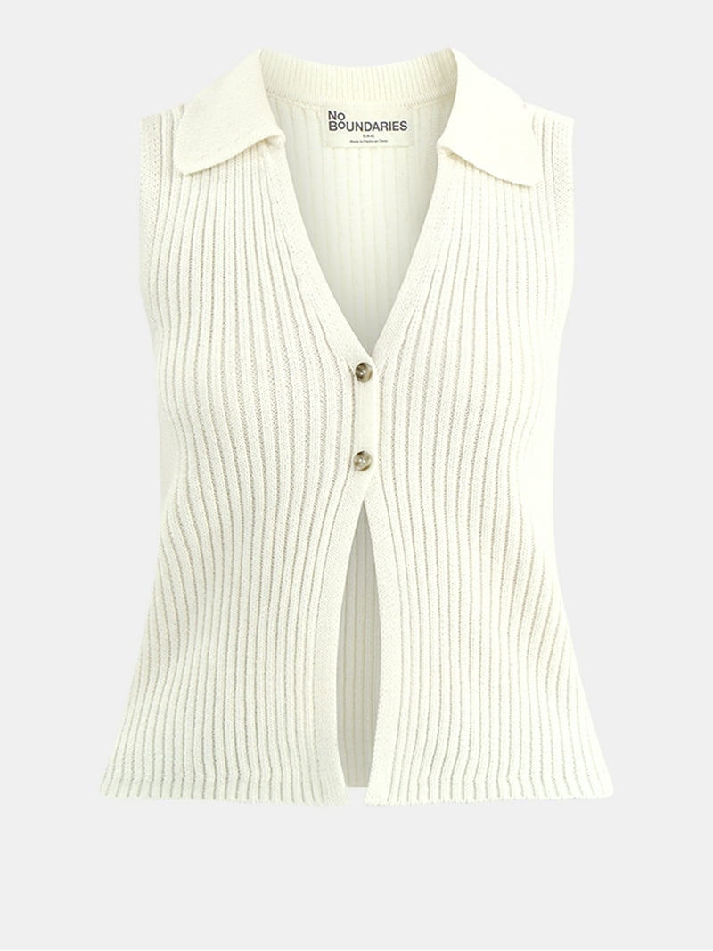 トップス NOBRAND knit vest No Boundaries Button-Front Sweater Vest Top, Women's - Walmart.com
