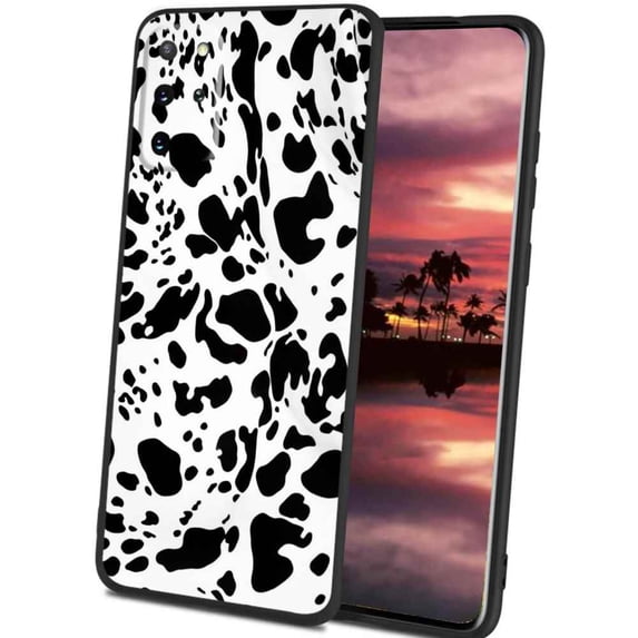 Compatible with Samsung Galaxy S20+ Plus Phone Case, Cow-Print-Abstract-Art-Black-White-Pink-Cute3 Case Men Women, Flexible Silicone Shockproof Case for Samsung Galaxy S20+ Plus