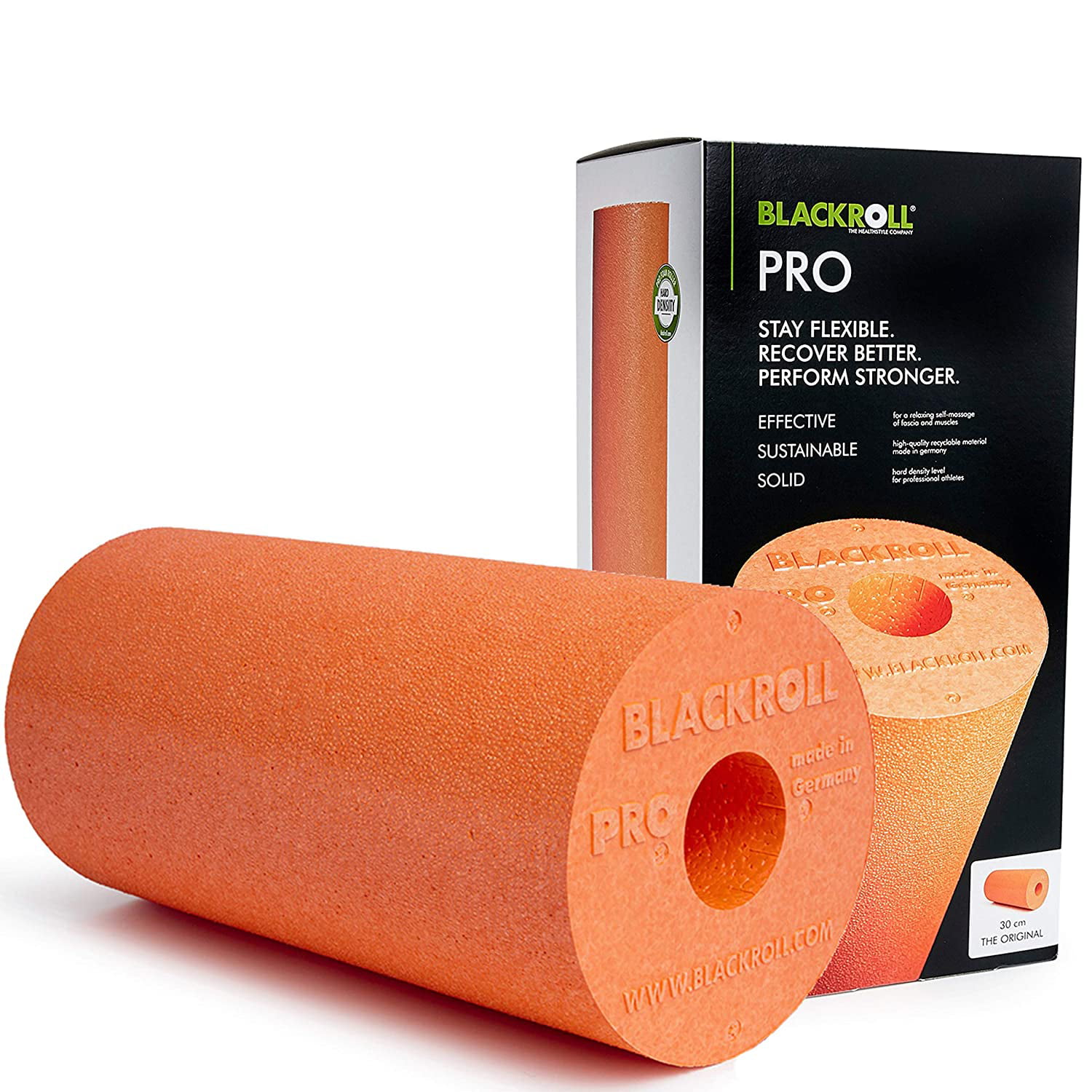 BLACKROLL Hard Foam Roller 12'' x 6'', Orange Hard Self Massage Foam Roller  