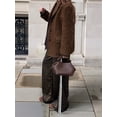thumbnail image 5 of Women Leopard Print Elastic High Waist White Side Piping Loose Wide Leg Streetwear Long Pants Dark Brown S, 5 of 10