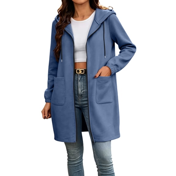 cocolona Womens Zip Up Hoodies Long Sleeve Solid Color Tunic Fall Jackets Coat Casual Oversized Hooded Sweatshirts with Pockets
