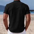 thumbnail image 3 of Zimjoy Men's Henley Shirts Casual Short Sleeve Bamboo Linen Band Collar Shirt Summer Button Basic Tee Black L, 3 of 5
