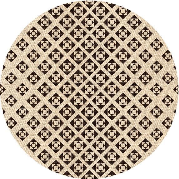 Ahgly Company Machine Washable Indoor Round Transitional Saddle Brown Area Rugs, 3' Round