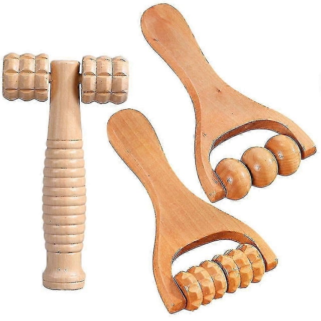 3pcs Massage Roller Body Roller Multi-functional Foot Massager Wooden Roller Massager Tool