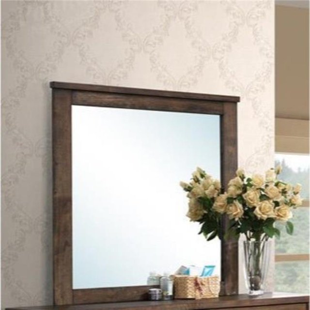 Benzara BM171368 Distressed Solid Wood Mirror - Brown