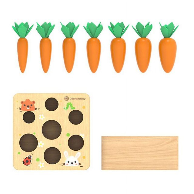 A A Juego de combinación de rompecabezas de juguetes de plantas y cosechas para niños pequeños 2/3/4 entrenamiento de agarre manual