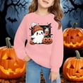 thumbnail image 1 of Chandail à Col Rond à Manches Longues pour Enfants, Décontracté et Tendance, Imprimé 2D d'Halloween, Rose, 1 of 6