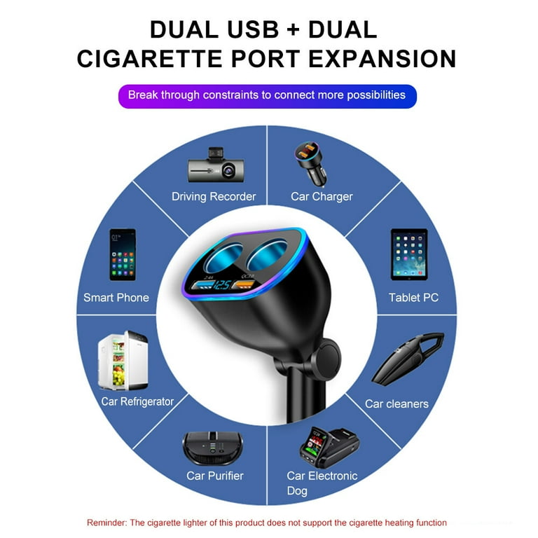 connect phone to car cigarette lighter Podofo 2 Way Car Cigarette Lighter Socket Splitter Dual QC3.0 USB Power  Adapter Car Truck SUV