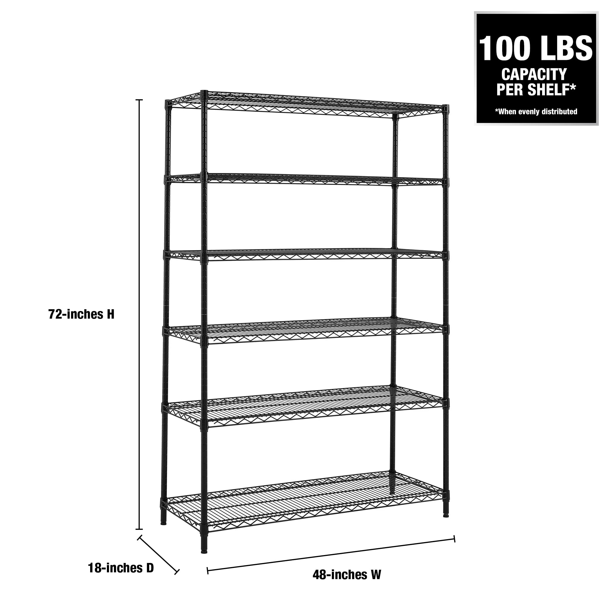 WorkPro 6-Tier Black Wire Shelving