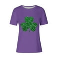 thumbnail image 4 of Puntoco Plus Size Tops St. Patrick Day Shirt Women: Green Shamrock Tee Clover Vintage Tee Top Four Leaf Retro T Shirts Purple S(S), 4 of 4