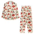 thumbnail image 3 of SCRAWLGOD Mushroom Leaf Beige 2 PCS Mens Long Sleeve Pajama Set with Pockets Button-Down Lightweight & Cozy Sleepwear Casual Wrinkle-Free Lightweight Pj Set, L, 3 of 6