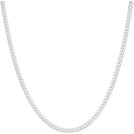 Sterling Silver Square 4mm Curb Necklace, 18