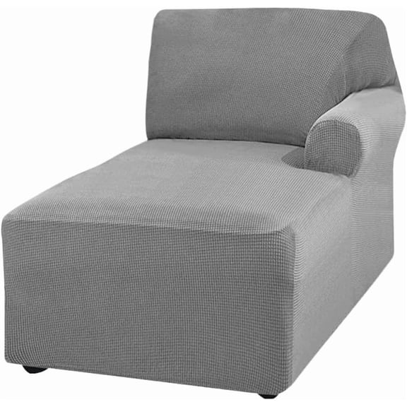 L Shape Sofa Chaise Lounge Cover, Thick Stretch Protector for Living Room Couch Cover Machine Washable (Light Gray, Right)
