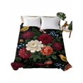 thumbnail image 2 of Twin XL Flat Sheet Only Pastoral Colorful Flower Leaf Soft Microfiber Cooling Bedding Sheets Country Blossom Floral Bird Flat Bed Sheet for Hotel,Home Decor, 2 of 9