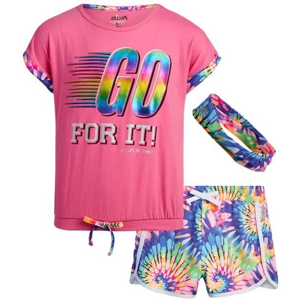 dELiA*s Girls' Active Shorts Set 2Piece Shirt and Gym Shorts with