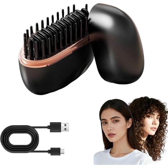 Mini Hair Straightener, 2026 New Rechargeable Portable Hair Straightener Brush, 3-Speed Temperature Control & Fast Heating Technology, Anti-Scald Shell, Lightweight Cordless USB Charging