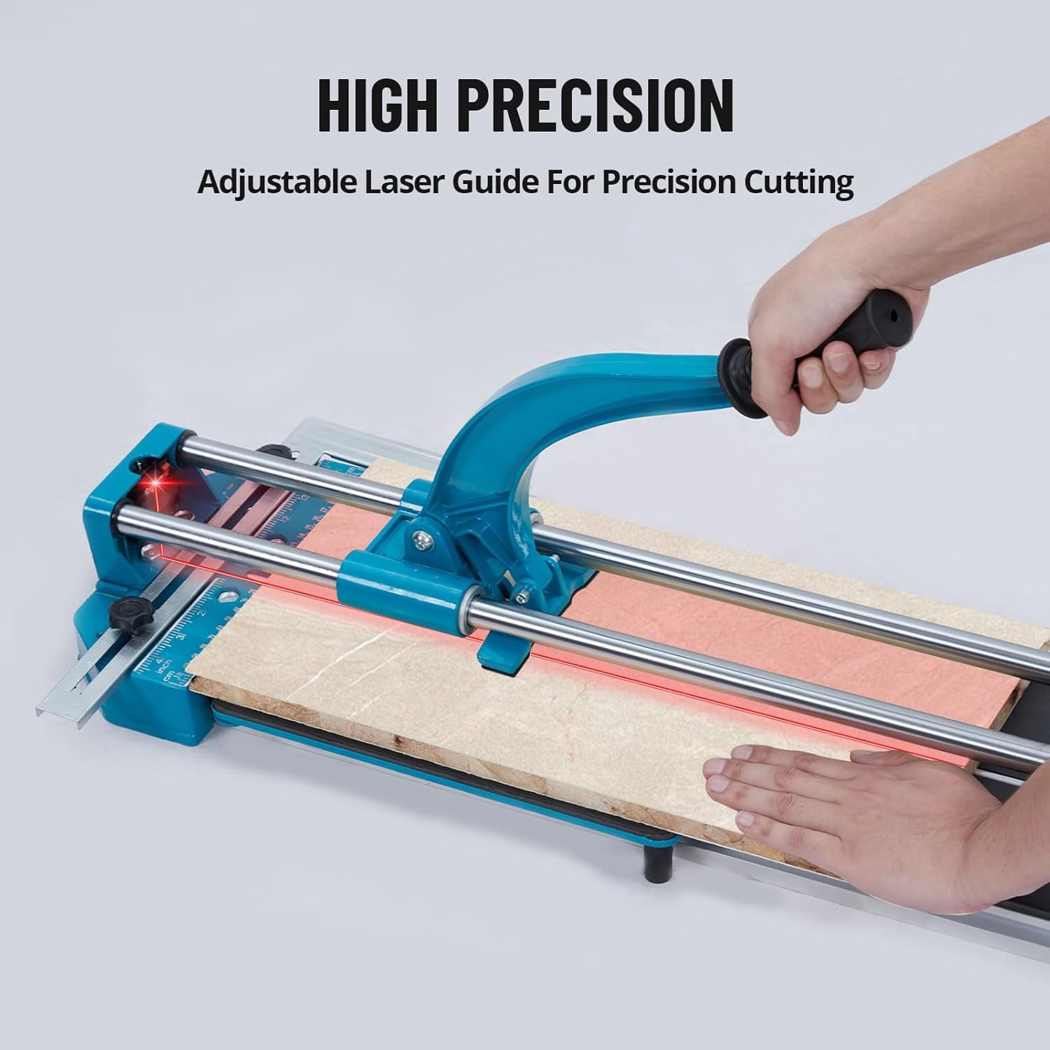24-Inch Manual Tile Cutter with Tungsten Carbide Wheel Laser Guide and Dual Rails for Precision Cutting of Ceramic Porcelain and Glass Tiles