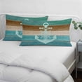 thumbnail image 4 of Blue Teal Brown Queen Pillow Covers, Anchor Nautical Coastal Ocean Wooden Soft Breathable Throw Pillow Cases with Invisible Zipper, Decorative Pillowcase Pillows Protectors for Sofa Bed Chair 20"x30", 4 of 9