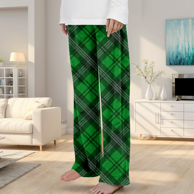 Boys Plaid Pants with Pockets Wide Leg Comfortable Elastic Waist