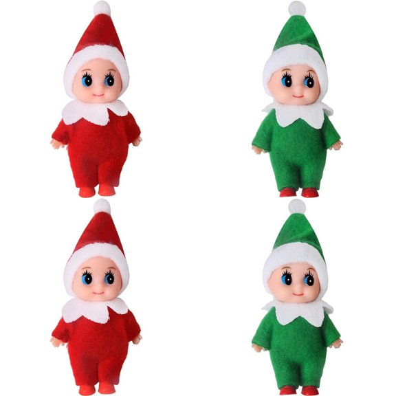 4 Pcs Christmas Elf Plush Doll Santa’s Little Helper Stuffed Soft Plush Toy Doll for Christmas Decor, Xmas Gift, Santa Couture Clothing for Elf Doll
