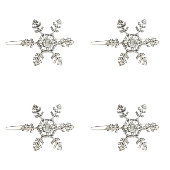 4PC Snowflake Rhinestone Hair Clips for Women, Bridal Wedding Party Holiday Hair Accessories, Rhinestone Hairpins for Girls and Women,1.6x2.1 Inch