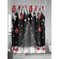 thumbnail image 5 of Black Christmas Tree Standard Shower Curtain Set, Waterproof Shower Curtains for Bathroom, Xmas Balls Pine Needles Snowflake Washable Fabric Cloth Bath Curtain for Bathtub with Hooks 72x72 Inches, 5 of 6