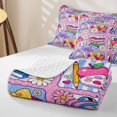 thumbnail image 4 of Manfei Cute Cartoon Daisy Quilt Full,Colorful Kawaii Schoolbag Full Bedspread Sets,3pcs,1 Coverlet and 2 Pillowcases, 4 of 7