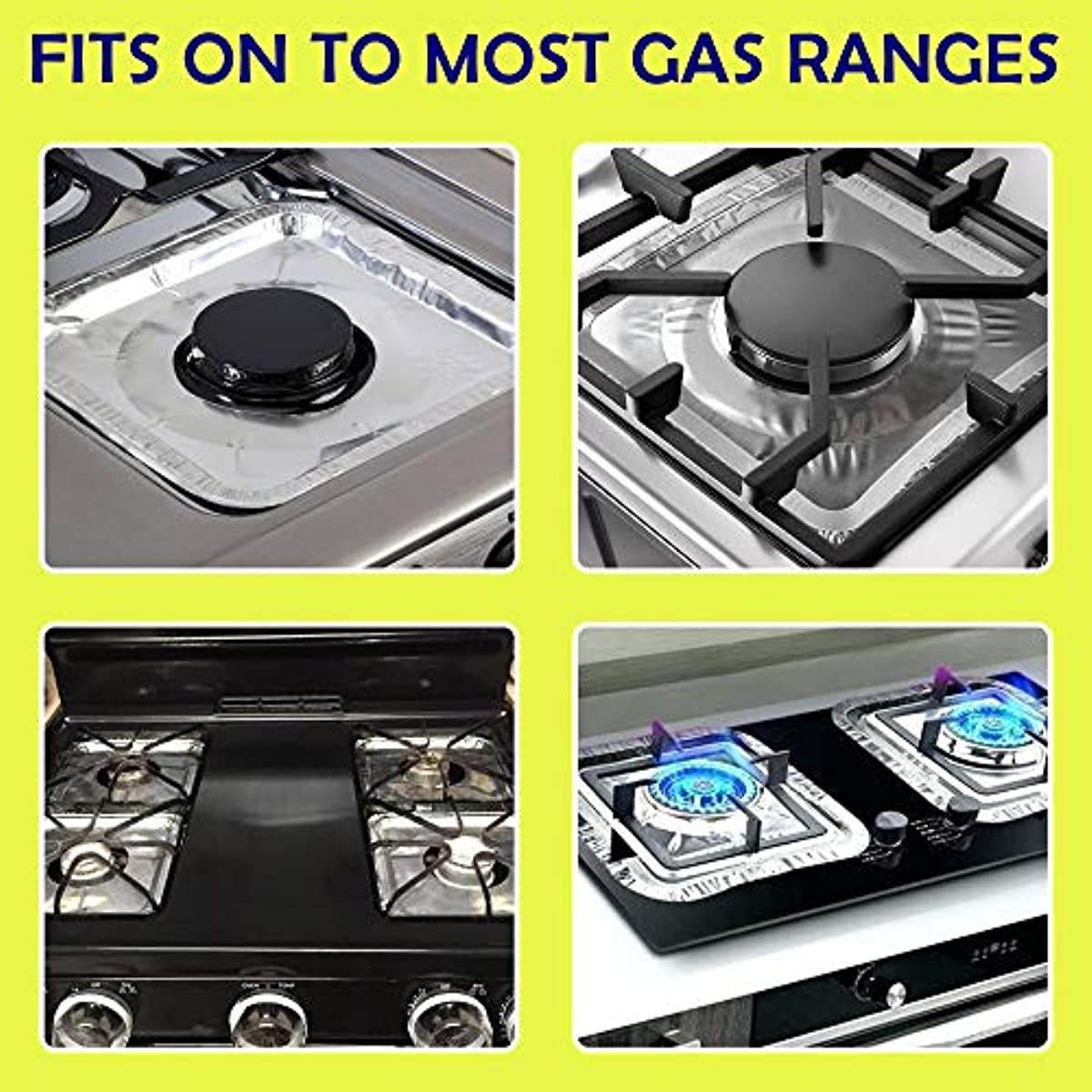 Gas Stove Disposable Burner Pad, Foil Burner Cover, Range Protection, 8.5", Square, Pack of 1000