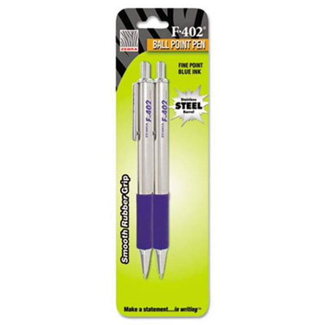 Zebra F-402 Ballpoint Retractable Pen Blue Ink Fine 2-PK