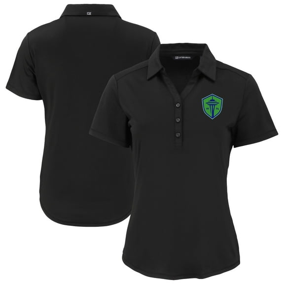 Women's Cutter & Buck  Black Seattle Sounders FC Forge Eco Stretch Recycled Polo