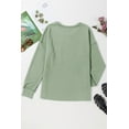 thumbnail image 5 of Women's Clearly Aqua Solid Color Corded Drop Shoulder Long Sleeve Top, 5 of 12