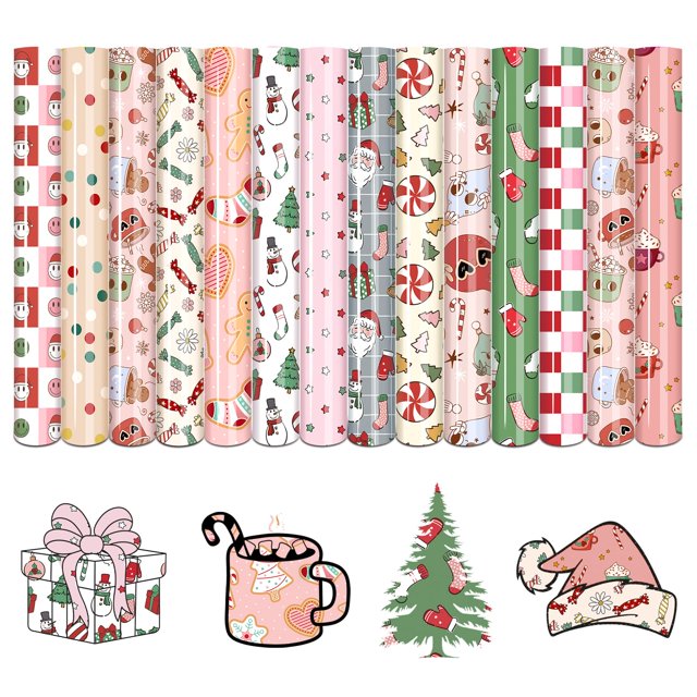 Vinilo HTV navideño, 14 hojas, 30 x 25 cm, color rosa tintnut