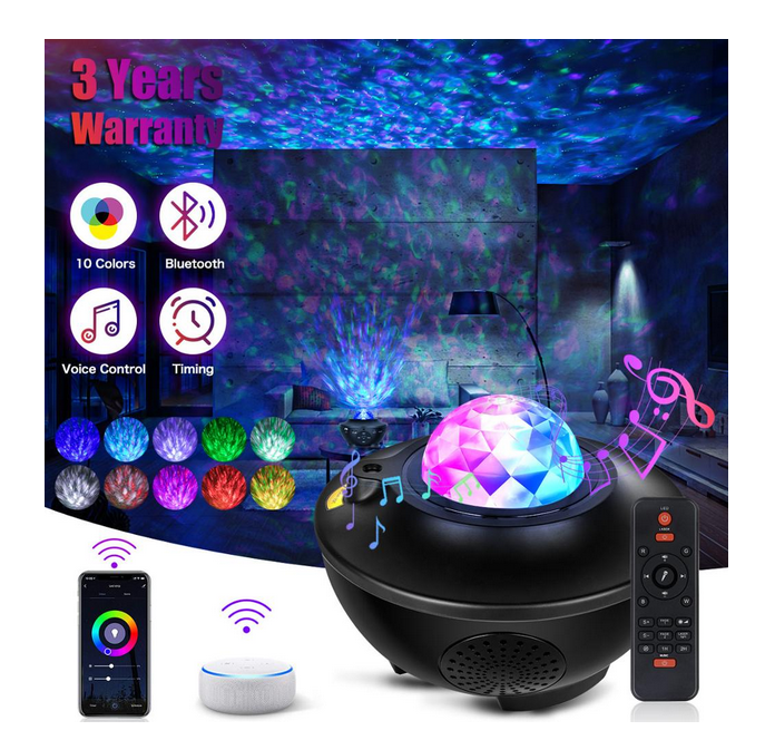 Star Projector Night Light, Ocean Wave Starry Projector with 10
