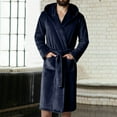 thumbnail image 2 of TOWED22 Mens Terry Bath Robe, Plush Hooded Cotton Cloth Knee-Length Robes for Spa, Shower, Soft Towel Bathrobes with Pockets(A01-Blue,XXL), 2 of 5