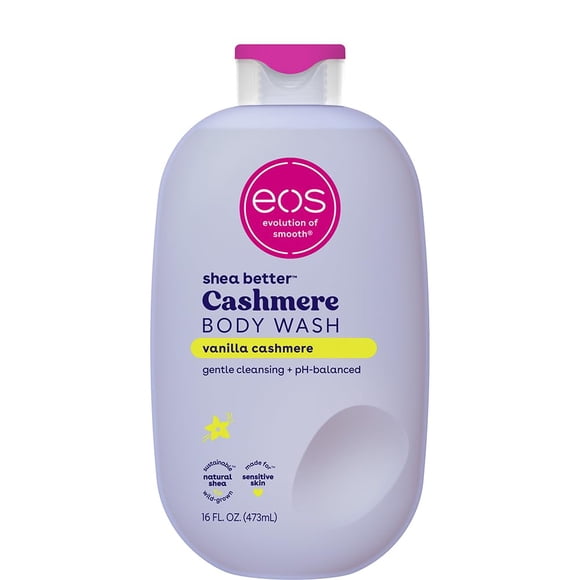 eos Gel Douche au Cachemire – Cachemire à la Vanille, Gel Douche Hydratant, Formule de Gel Crémeuse, avec Beurre de Karité, Glycérine, Vitamine E, pH Équilibré, Peau Sensible, Végane, 16 fl oz