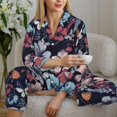 thumbnail image 6 of Pajama Sets for Women 2 Pcs, Flowers ad Butterflies Button Down Long Sleeve Sleepwear Lounge PJ Sets, 6 of 6