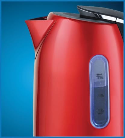 EUROSTAR EKS12RD 1.2L Stainless Steel Electric Kettle, Red