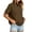 Brown, variant on Vivianyo HD Women's Stand Collar Henley Short Sleeve Sweatshirt, Raglan Solid Half Button Casual Pullover Top for Women, Women's White, Sizes S-2XL