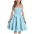 thumbnail image 4 of Bigetiay Girls Dress Sleeveless Tiered Swing A-Line Spaghetti Strap Blue Dress For Girls Cute Midi Smocked Summer Dresses, Size 8Y-16Y, 4 of 6