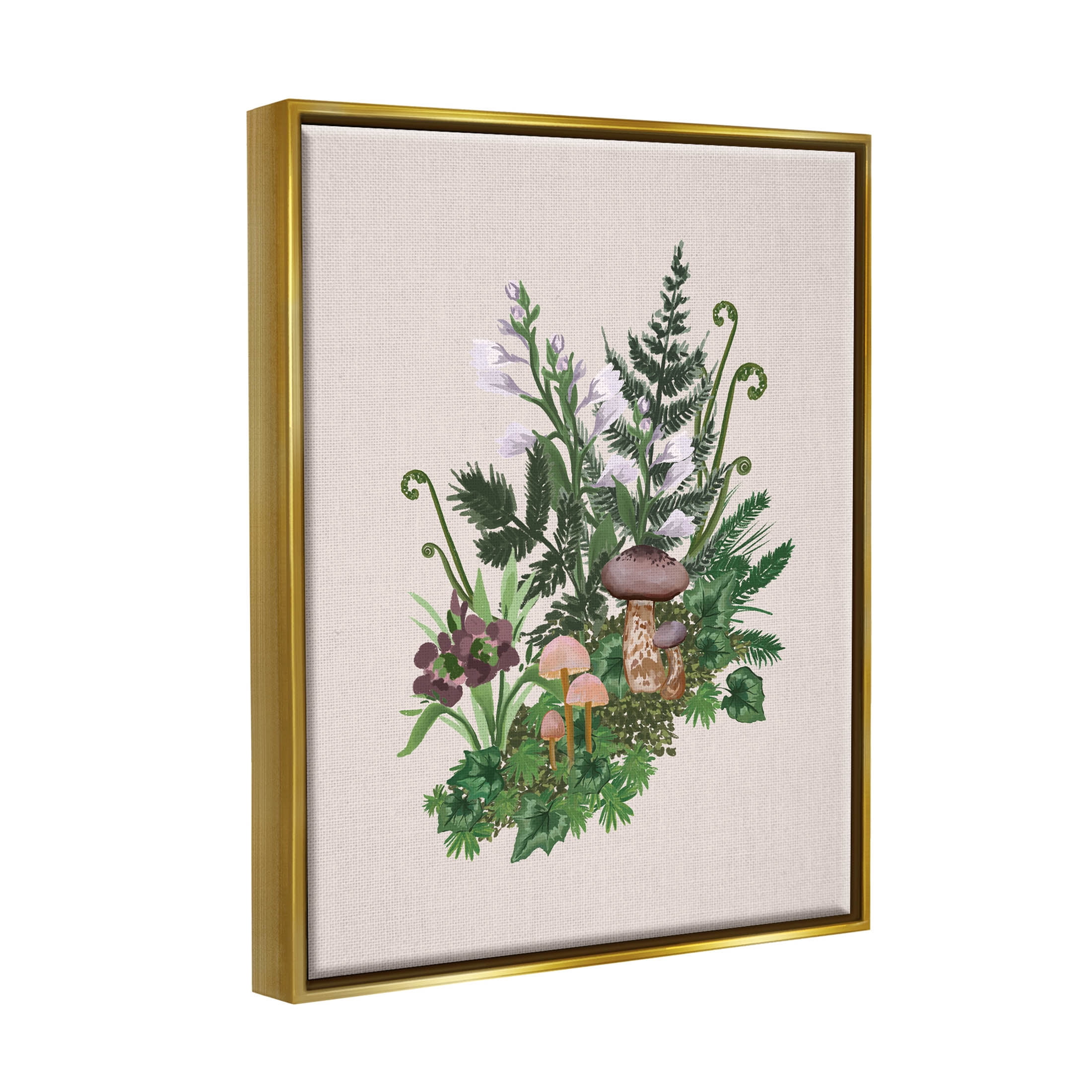 Woodland Botanical Sprouting Ferns Botanical & Floral Graphic Art Metallic Gold Framed Art Print Wall Art