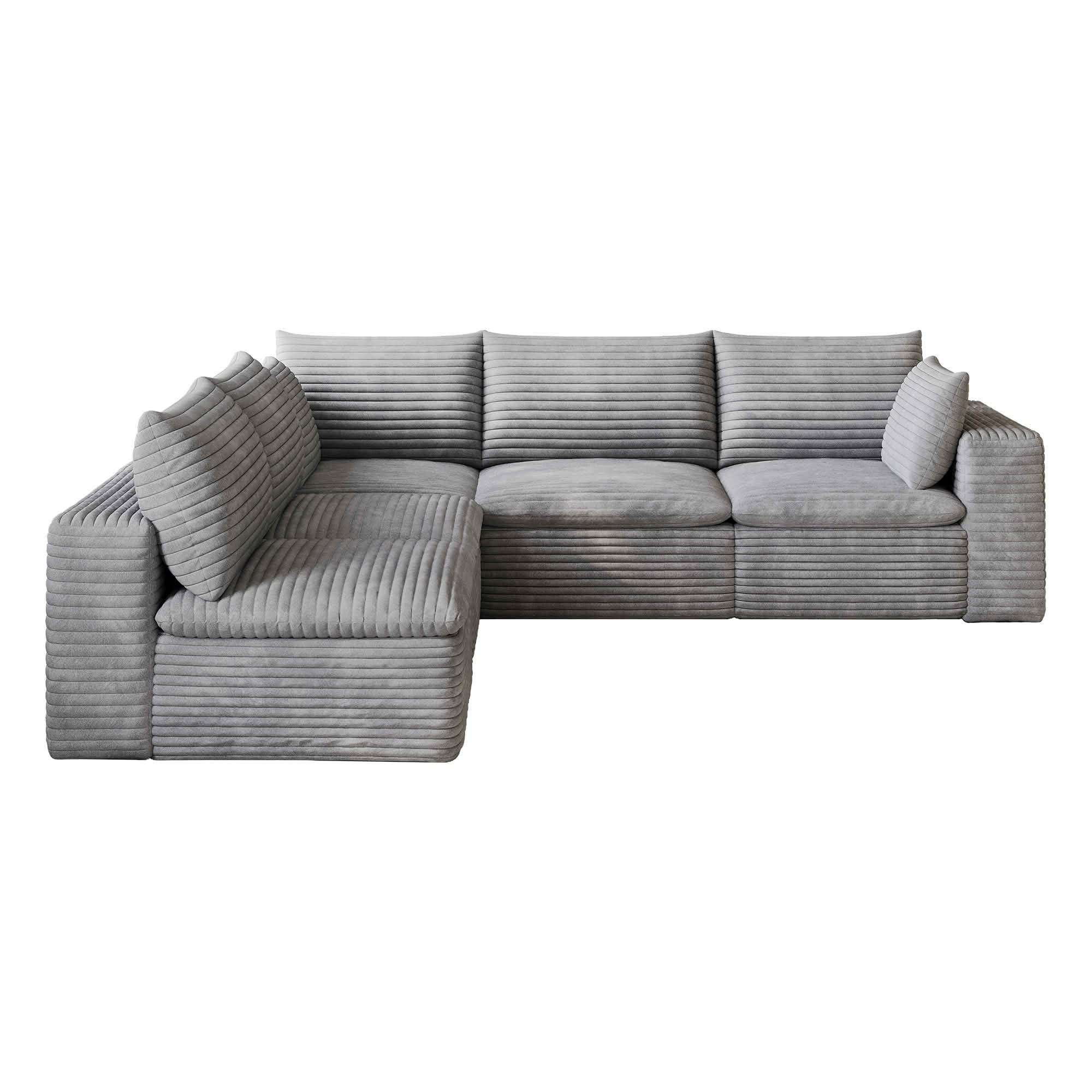 MAYEERTY 98.5"x 102.4" L‑Shaped Cloud Modular Sofa, Corduroy Deep‑Seat Sectional Couch, Double‑Layer Removable Cushions, No‑Assembly DIY Sponge Sofa for Living Room Bedroom Conference Room Apartment