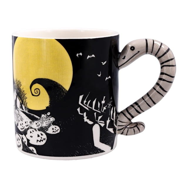 Silver Buffalo Nightmare Before Christmas Moonlight - Taza de cerámica con mango esculpido, 20 onzas, negro y blanco