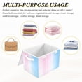 thumbnail image 6 of Yayeee Collapsible Storage Bin with Lid Fabric Closet Decorative Basket with Handles, Light Blue Stripes, 6 of 7